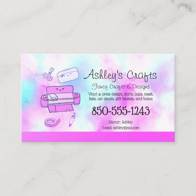 Craft Vinyl Rainbow Silhouette Cricut Watercolor B Business Card (Front)