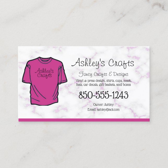 Craft Vinyl T-Shirt Silhouette Cricut Business Car Business Card (Front)