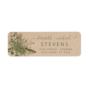 Craft watercolor greenery eucalyptus couple script label