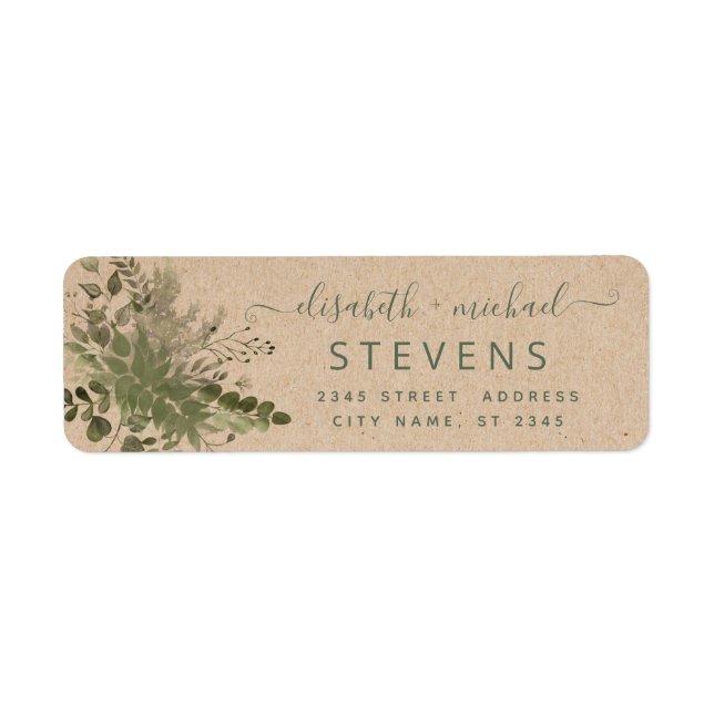 Craft watercolor greenery eucalyptus couple script label (Front)