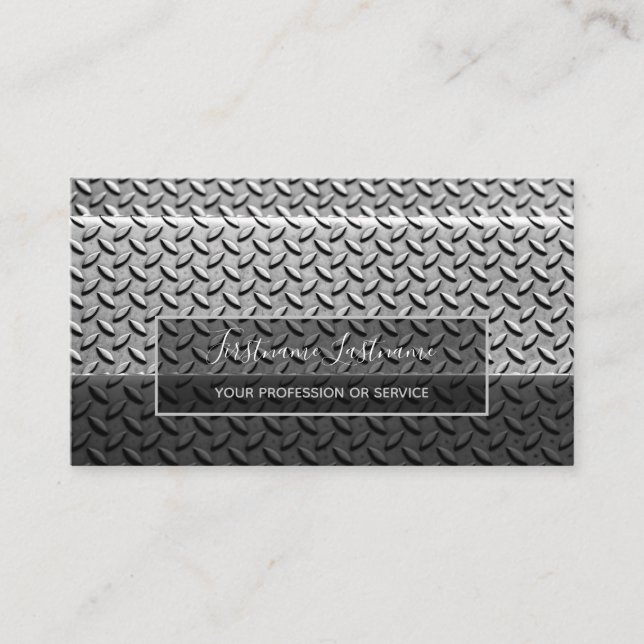 Crafted abstract diamond metal plate surface busin business card (Front)