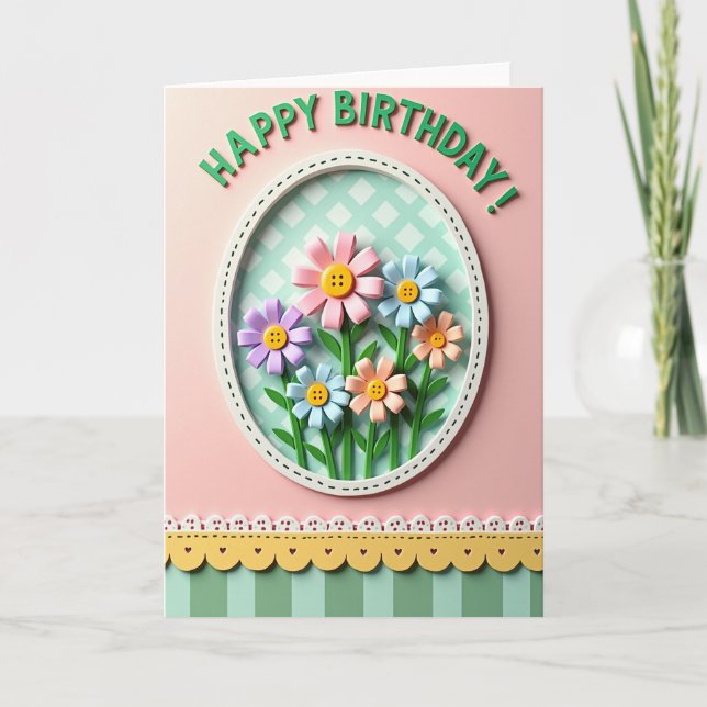Crafted Bloom Birthday Card (Front)