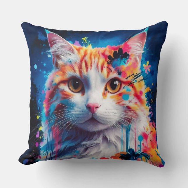 crafted cat throw pillow (Front)