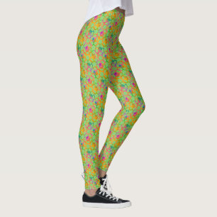 Crafted Floral Chainmail in Green Leggings