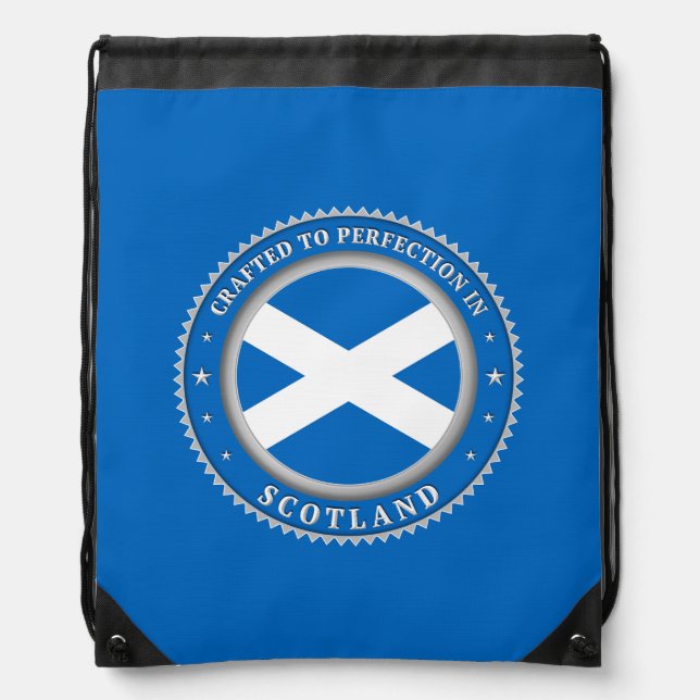 Crafted To Perfection In Scotland Drawstring Bag (Front)
