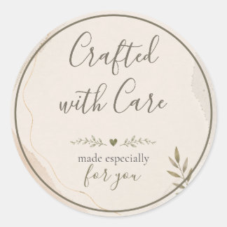 Crafted with Care Minimalist Small Business Classic Round Sticker