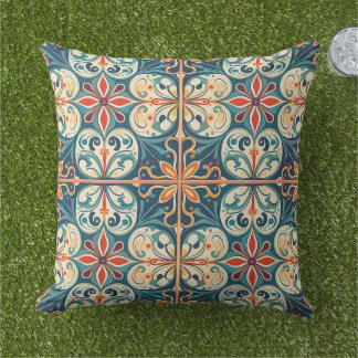 Crafted with Culture: Azulejo Designs Outdoor Pillow