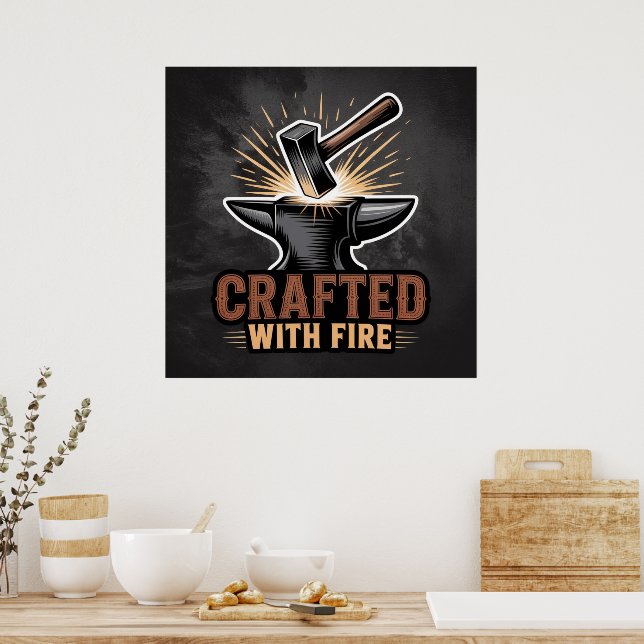 Crafted With Fire – Rustic Artisan  Poster (Kitchen)