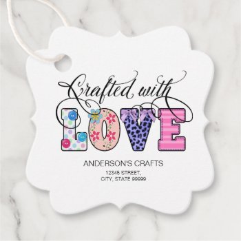Crafted With Love Black Script Id193 Favor Tags by arrayforcards at Zazzle