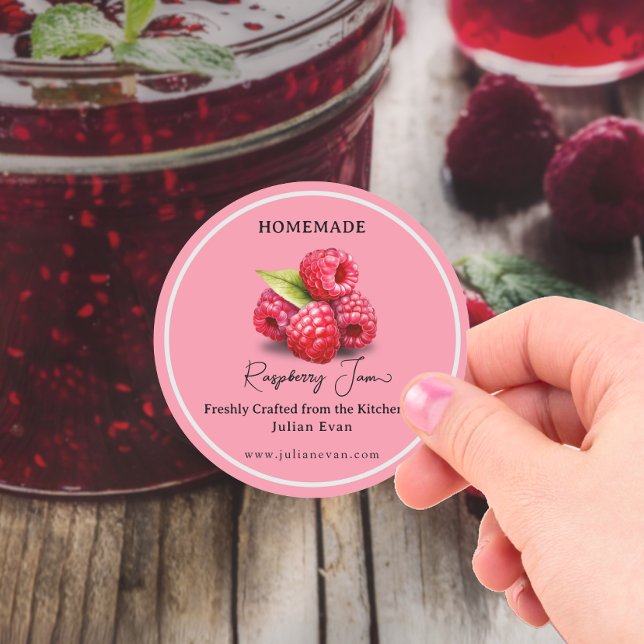 Crafted with Love Homemade Raspberry Jam Classic Round Sticker (Crafted with Love Homemade Raspberry Jam Classic Round Sticker)