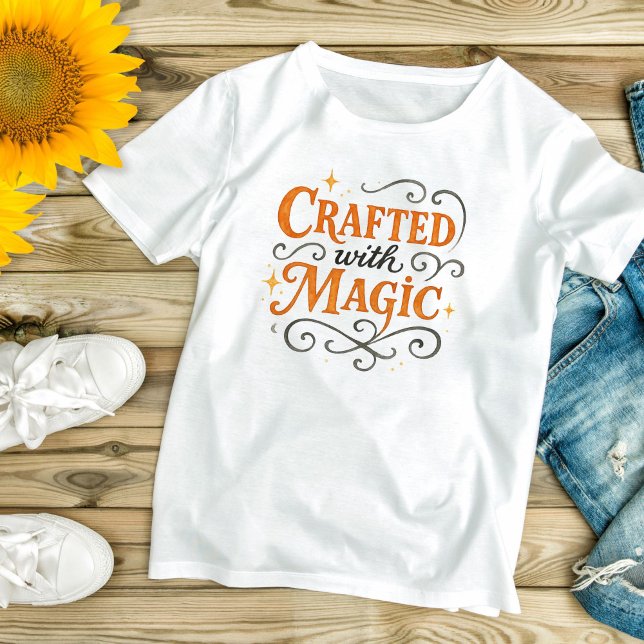Crafted With Magic Halloween Witch Funny T-Shirt (Crafted with Magic, Halloween Witch Pagan Wiccan T-shirt)