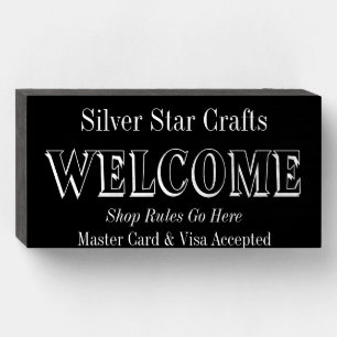 Crafter Business Artist Welcome Counter Shelf Wooden Box Sign