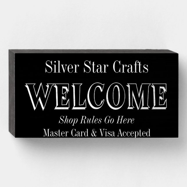 Crafter Business Artist Welcome Counter Shelf Wooden Box Sign (Front Horizontal)