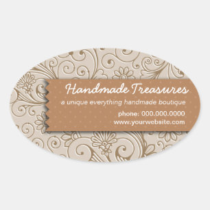 Crafters Floral Handmade Promotional Oval Sticker