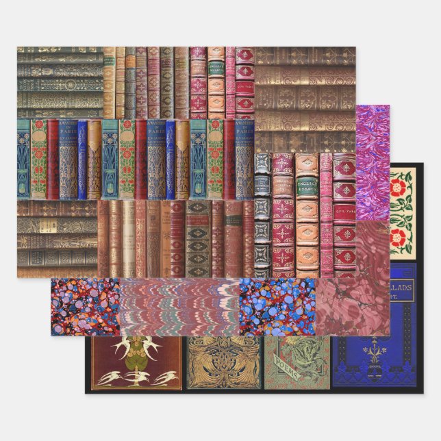 Crafters Scrapbook Old Books Wrapping Paper Sheets (Set)