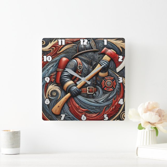 Crafting Bravery Through Fire and Artistry Square Wall Clock (Home)