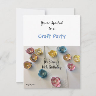 Crafting Paper Flowers Birthday Party Invitation