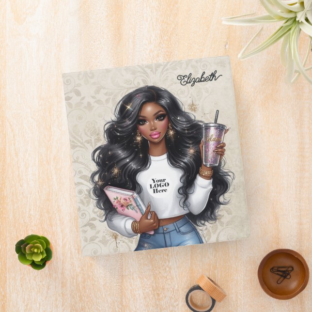 Crafting Queen African American Business Branding 3 Ring Binder (In Situ)