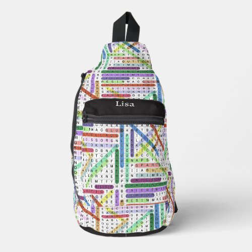 Crafting Sewing Word Search Sling Bag