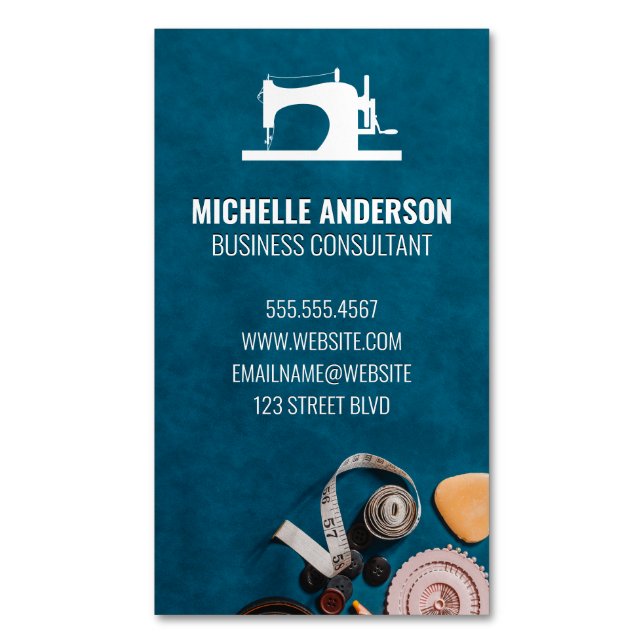 Crafting Space | Sewing Equipment Business Card Magnet (Front Vertical)