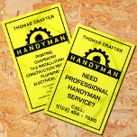 Crafts and repair inspired  flyer<br><div class="desc">Yellow and black duo tone cover with logo consisting of gear wheel and house shape symbolizing repair services. Ideal for handyman,  repair and home renovation services.</div>