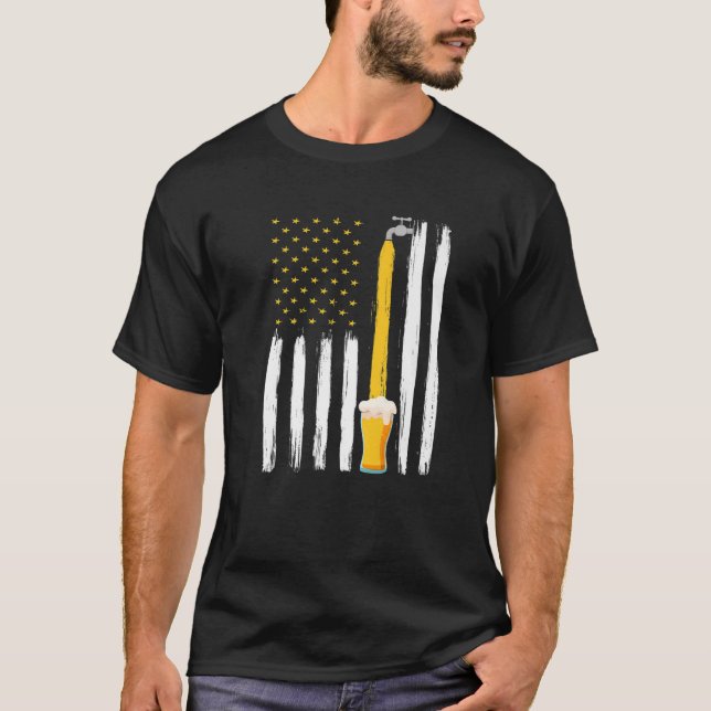 Crafts Beer American Flag USA 4Th July Brewery Alc T-Shirt (Front)
