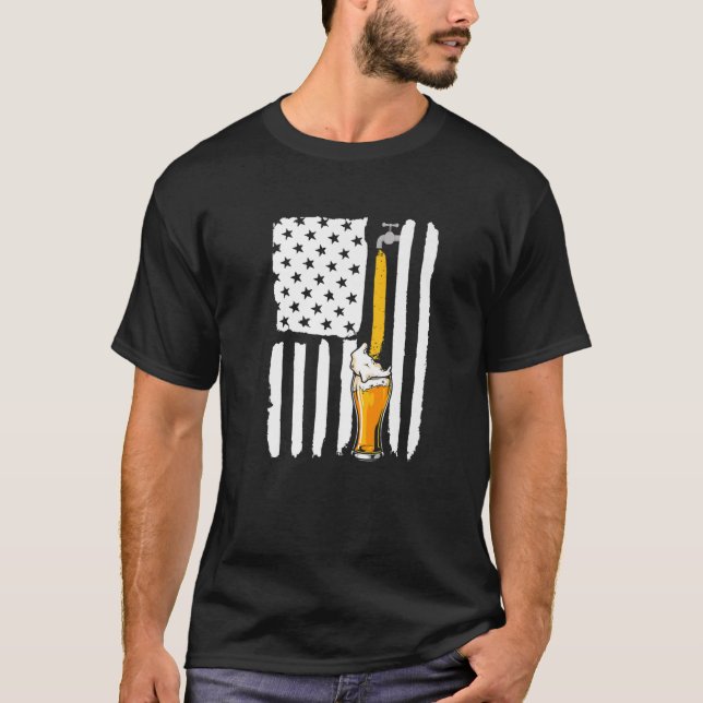 Crafts Beer American Flag USA 4Th July Brewery Alc T-Shirt (Front)