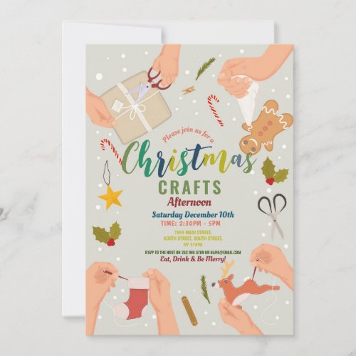 Crafts Making Festive Party Christmas Family Invitation