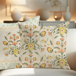 Craftsman Arts n Crafts Prairie Floral Watercolor Throw Pillow
