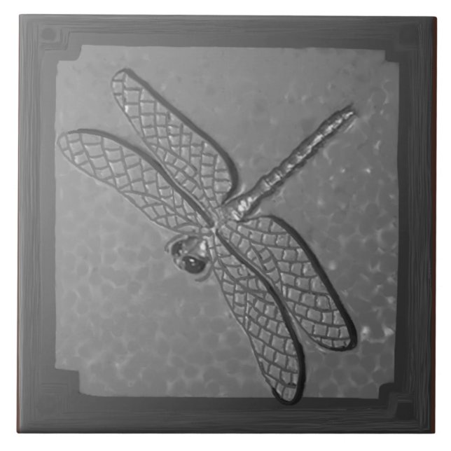 Craftsman Dragonfly Tile, Golden Ceramic Tile (Front)