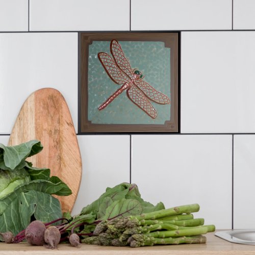 Craftsman Dragonfly Tile Green and copper Ceramic Tile