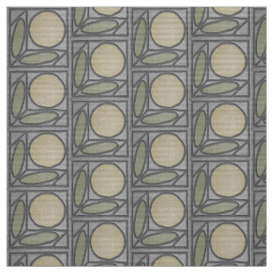 Craftsman Faux Applique (Gray, Green and Khaki) Fabric