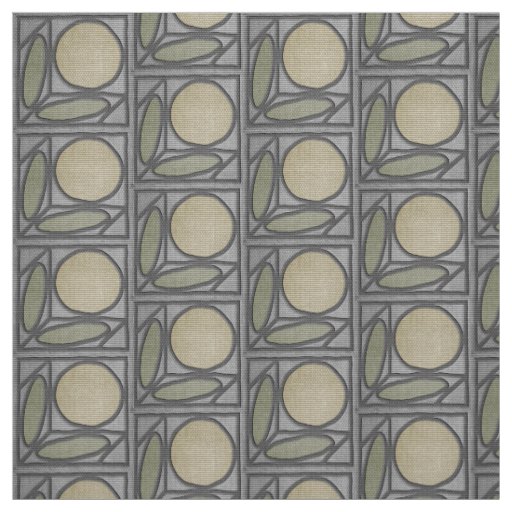 Craftsman Faux Applique (Gray, Green and Khaki) Fabric
