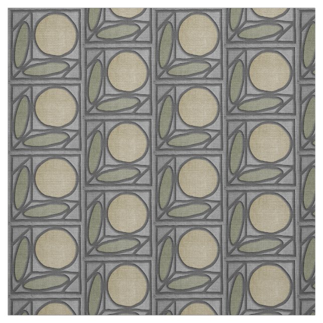 Craftsman Faux Applique (Gray, Green and Khaki) Fabric (Swatch)