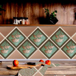 Craftsman Gingko Leaf Ceramic Tile<br><div class="desc">This Gingko leaf tile has a divet - look green background. The ginkgo leaves are metallic copper. The outside frame has a wood look. use this on your fireplace,  kitchen backsplash or bathroom.  This comes from a handmade tile made by Oregon tile maker Fay Jones Day.</div>