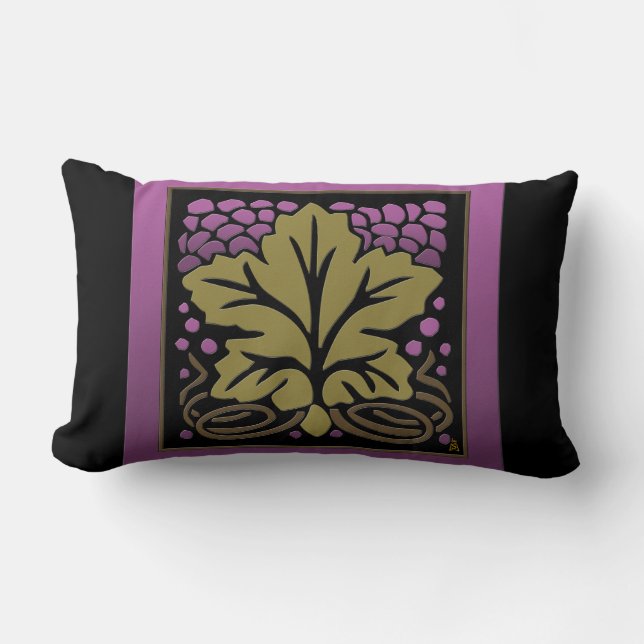 Craftsman Grape Leaf and Grapes Lumbar Pillow (Front)