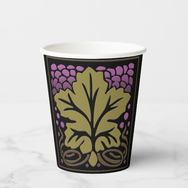 Craftsman Grape Leaf and Grapes Paper Cups (Front)