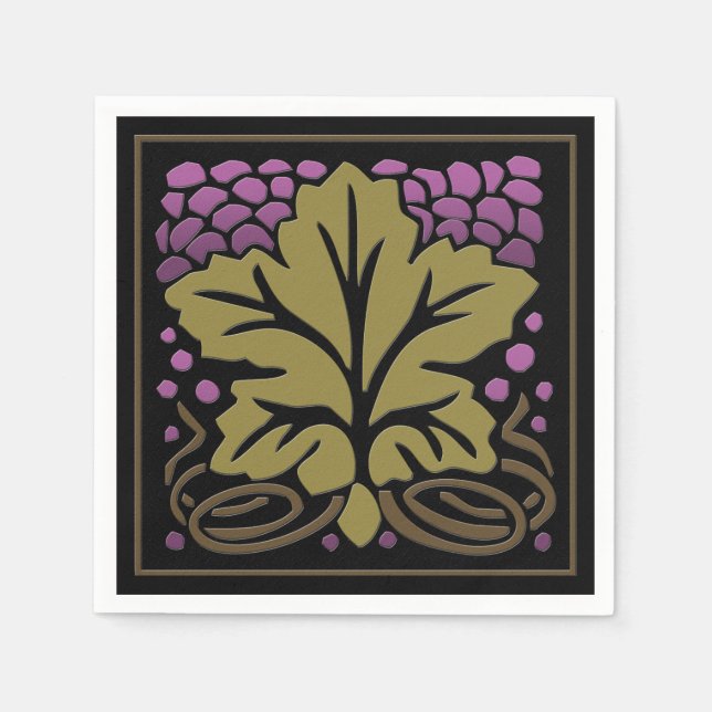 Craftsman Grape Leaf and Grapes Paper Paper Napkins (Front)
