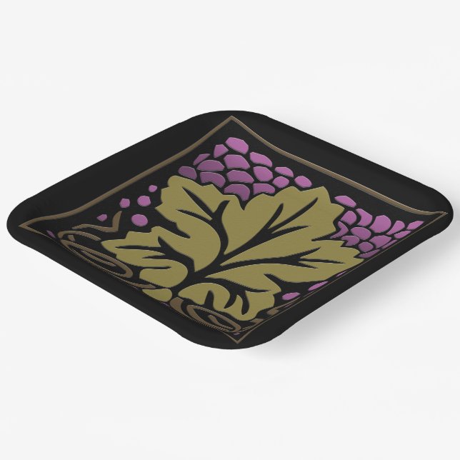 Craftsman Grape Leaf and Grapes Paper Plates (Angled)