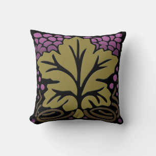 Craftsman Grape Leaf and Grapes Throw Pillow