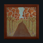 Craftsman Landscape Tile Gift Box<br><div class="desc">This unique decorative tile Box is designed for a Craftsman home or for people who love Arts and Crafts Bungalow homes. The image is a road with trees on both sides going into the distance. The copper sun is setting and the foliage is copper as well. backsplash. These tiles comes...</div>