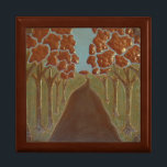 Craftsman Landscape Tile Gift Box<br><div class="desc">This unique decorative tile Box is designed for a Craftsman home or for people who love Arts and Crafts Bungalow homes. The image is a road with trees on both sides going into the distance. The copper sun is setting and the foliage is copper as well. backsplash. These tiles comes...</div>