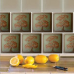 Craftsman Oak Tree Ceramic Tile<br><div class="desc">Ceramic Tile Oak Tree for Craftsman Bungalows. Use this tile on your fireplace, kitchen Backsplash or bathroom, This was designed for a Craftsman Bungalow, a Cabin or a Lodge. This tile has a green background with metallic copper on the tree. Brought to you by Oregon Tile maker Fay Jones Day....</div>