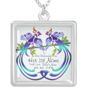 Craftsman Peacock (Personalized for Bridesmaid) Silver Plated Necklace