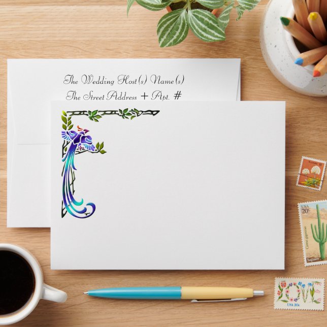 Craftsman Peacocks (A7 Personalized Envelope) Envelope (Desk)