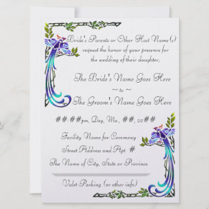 Craftsman Peacocks (Metallic Wedding Invitation) Invitation