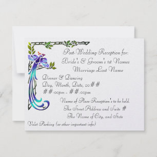 Craftsman Peacocks (Metallic Wedding Reception) Invitation