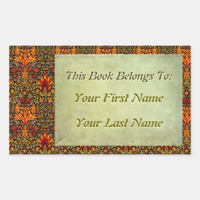 Craftsman Saturated Floral Personalized Bookplates (Front)
