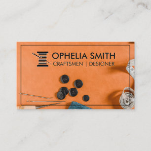 Craftsmen Seamstress Workspace Thread and Needle Business Card