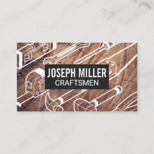 Craftsmen Wood Background   Tools Business Card